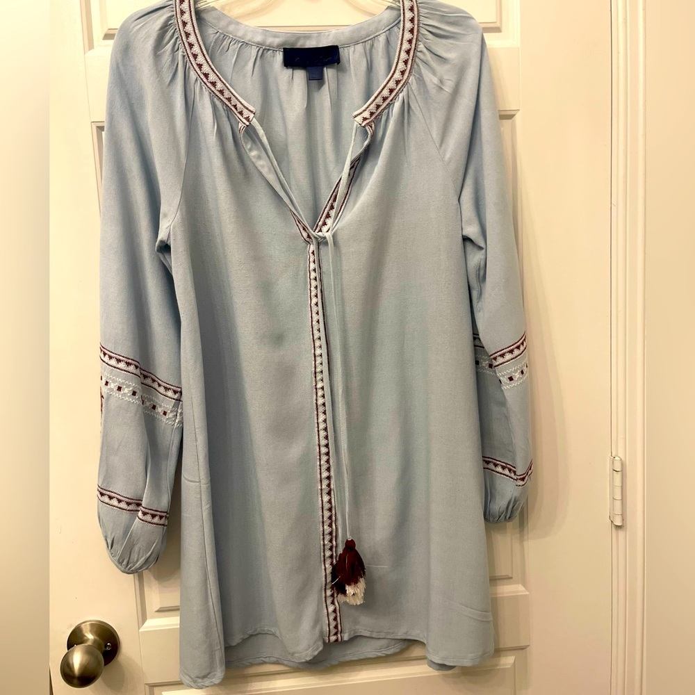 🌷Blue Rain Bohemian Woman’s Light Blue Embroidered Dress Size:Small Preloved